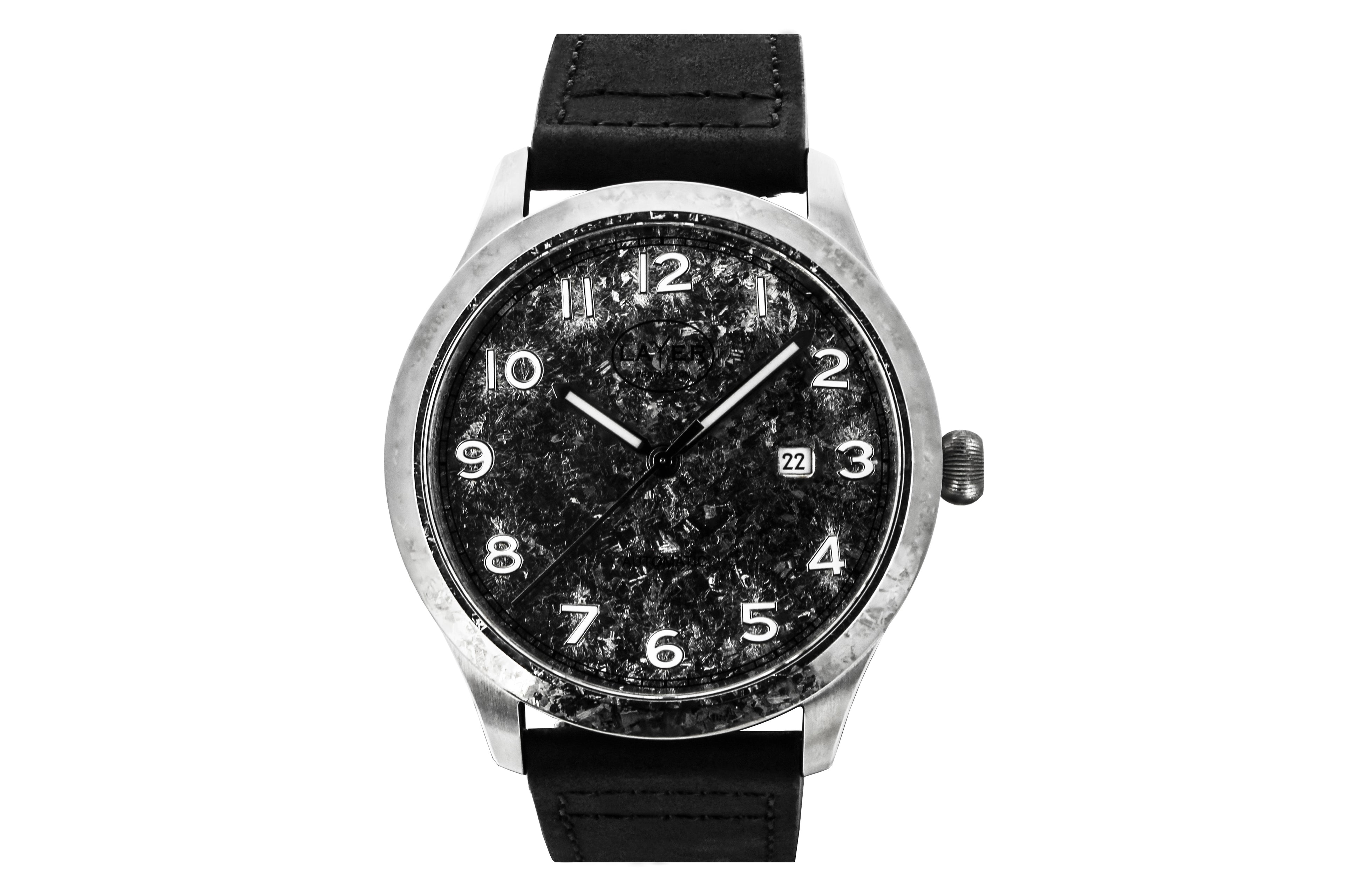 Montre automatique Titane cristallisé LAYER Production LWPCT - vue de face du cadran